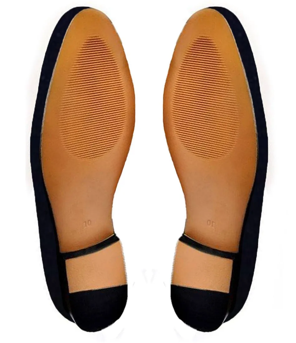 Blue Velvet Dragons Embroidered Loafers