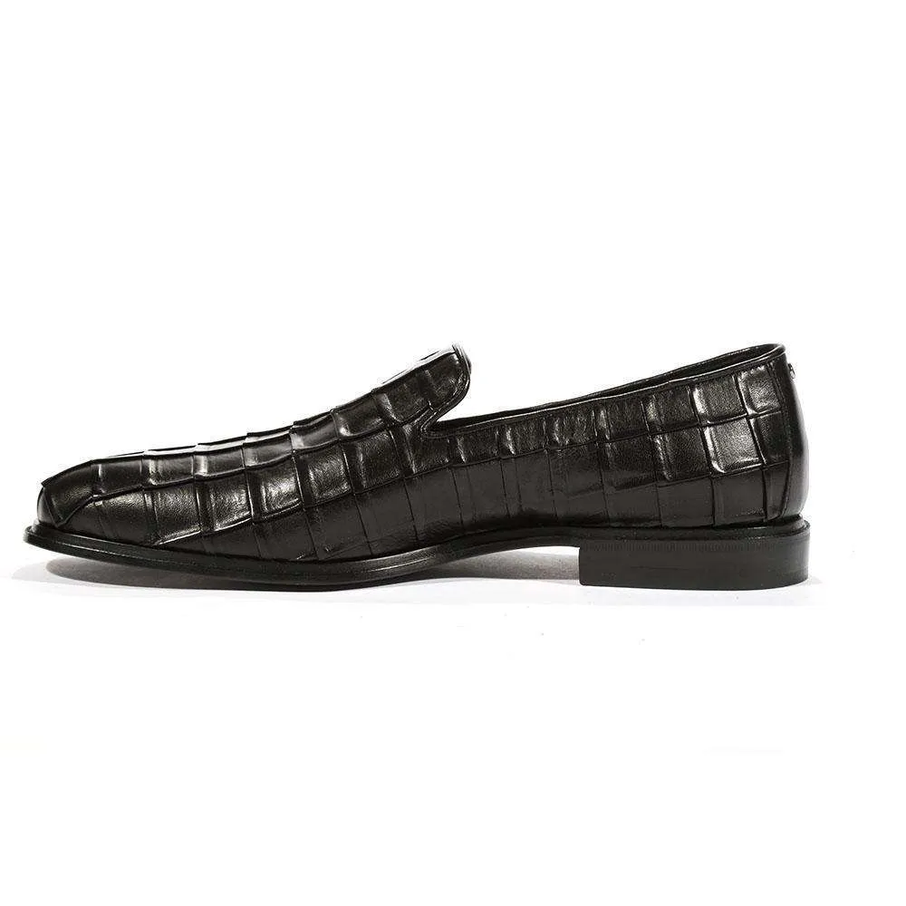 Cesare Paciotti Luxury Italian Men's Loafers Nappa Plisse Black Designer Shoes (CPM5446)