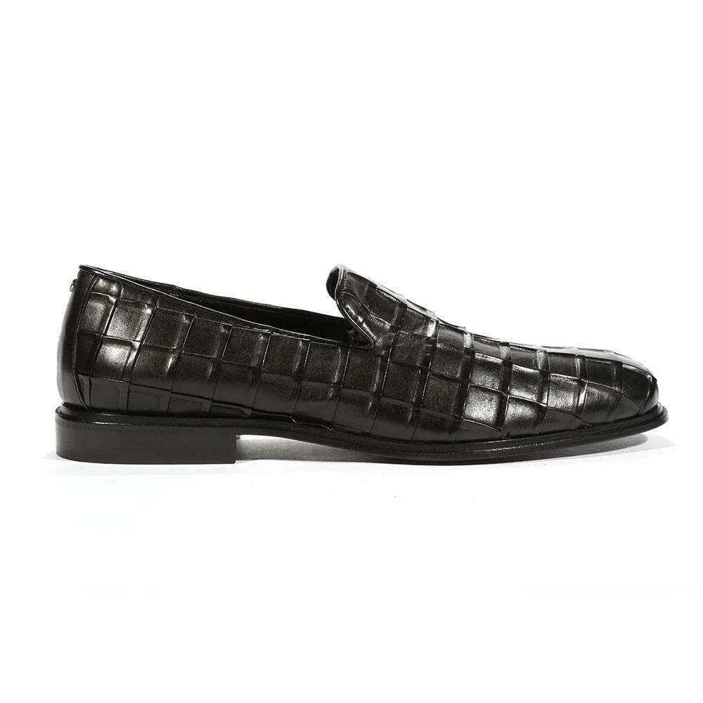 Cesare Paciotti Luxury Italian Men's Loafers Nappa Plisse Black Designer Shoes (CPM5446)