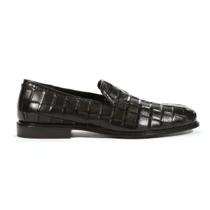 Cesare Paciotti Luxury Italian Men's Loafers Nappa Plisse Black Designer Shoes (CPM5446)