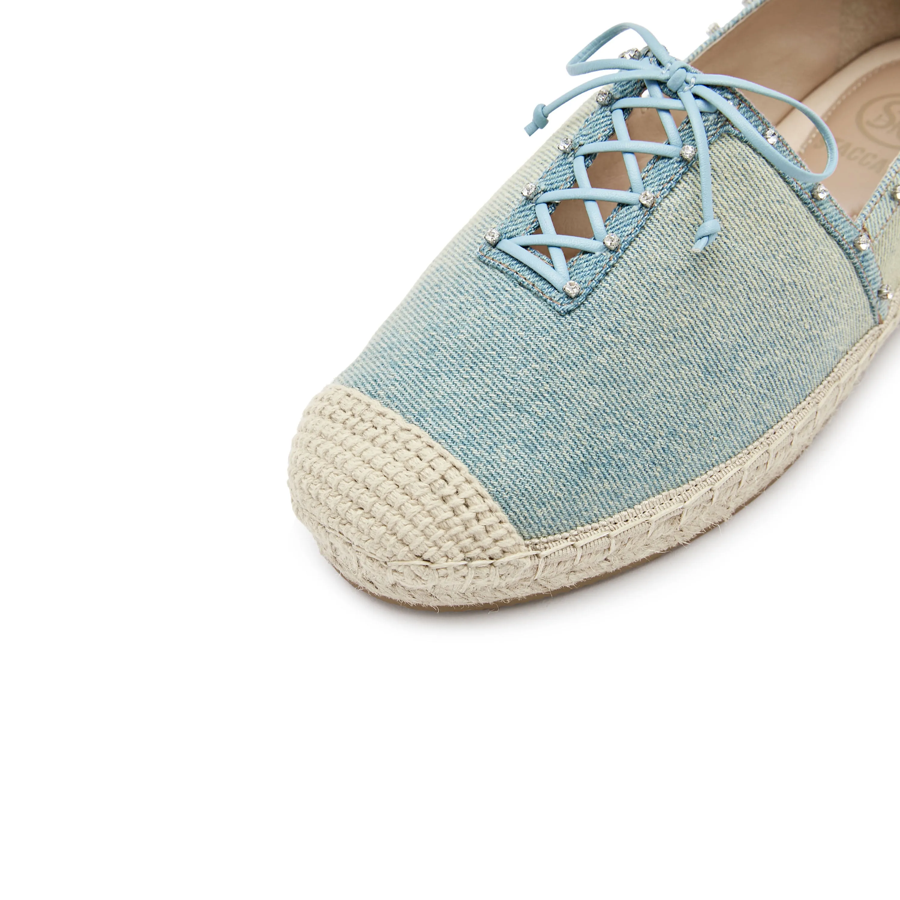 Denim Bow Tie Crystal Espadrilles