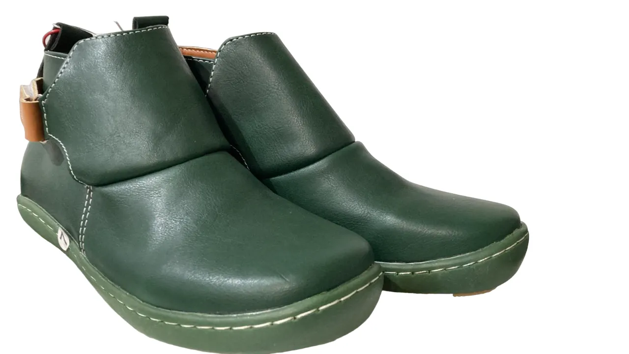 Green & Brown Side Strap Ankle Boot