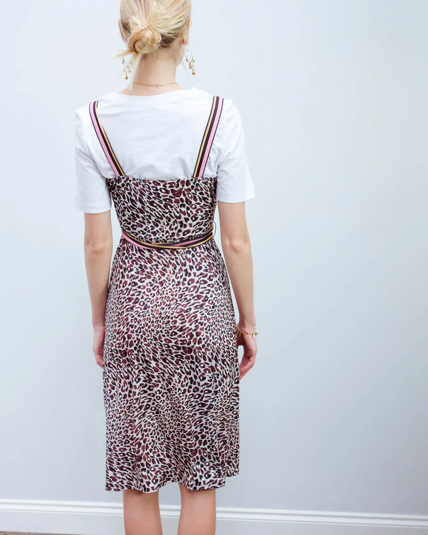 HB 6786 Faux wrap strap dress in brown