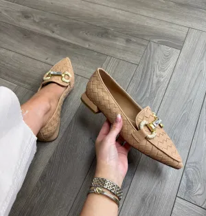 Marian 11206 ‘Vitelino’ Woven Loafer With Diamond Buckle - Carne (M7)