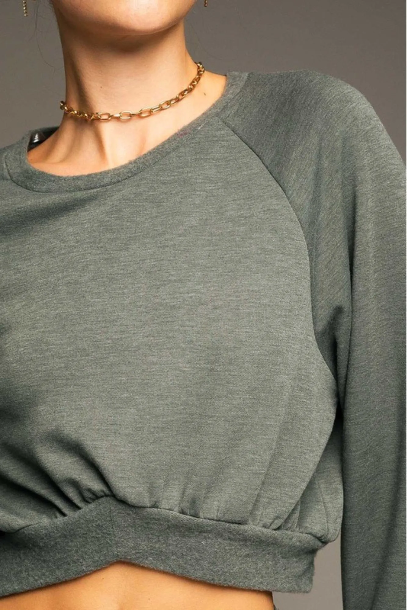 Raglan Long Sleeve Cropped Pullover