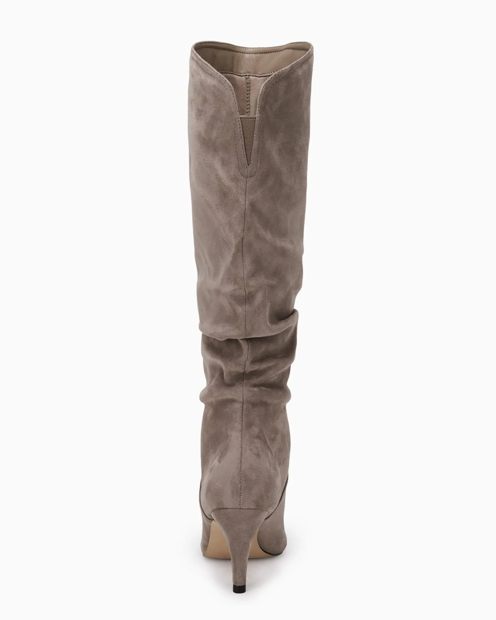 Taupe Slouchy Kitten Heel Wide Calf Boots