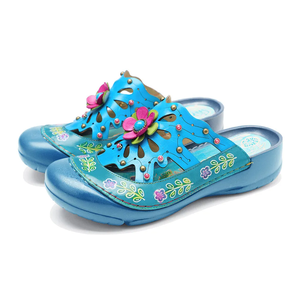 Vintage Printed Flowers Pattern Sandals