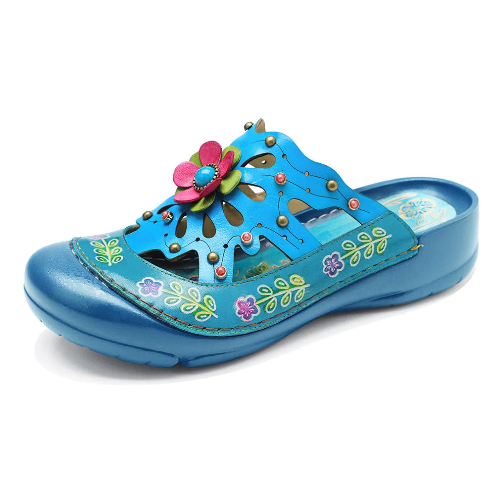 Vintage Printed Flowers Pattern Sandals