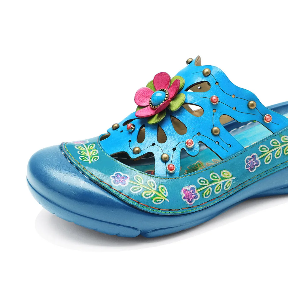 Vintage Printed Flowers Pattern Sandals