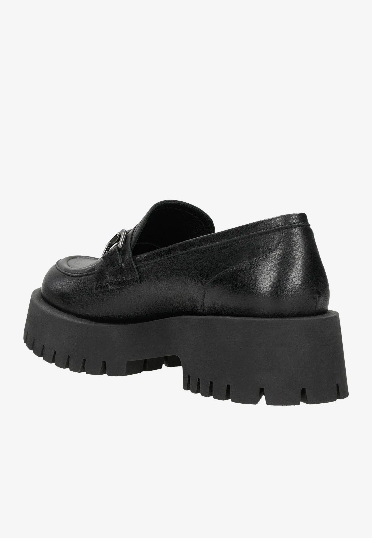 Wojas Black Leather Loafers with Silver Detail | 46198-51